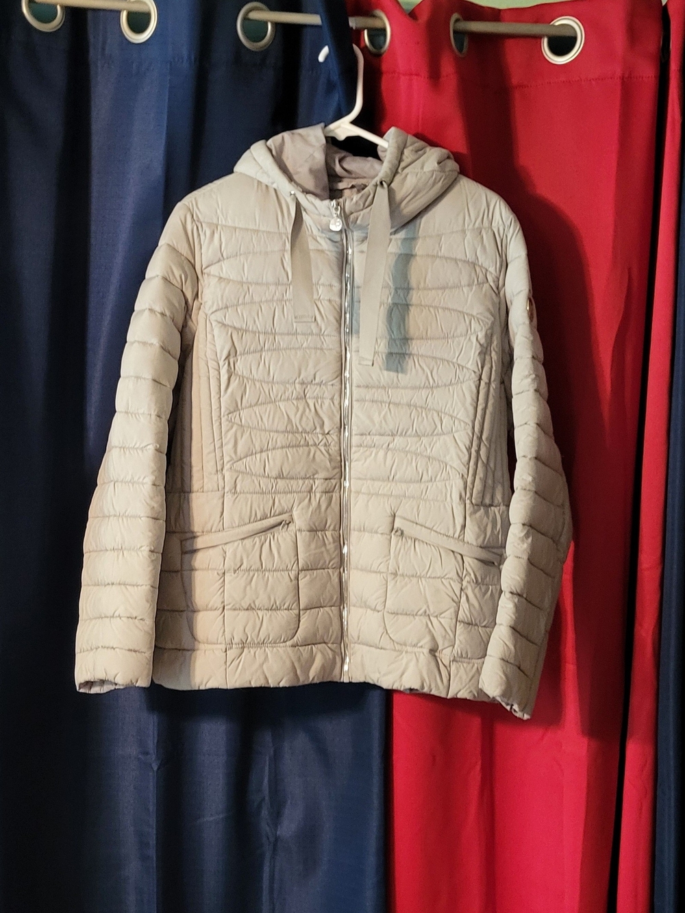 Bernardo Light Taupe Hooded Quilted Jacket Size XL